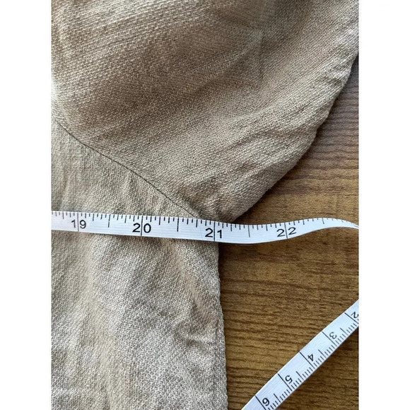 Larry Levine Womens Size XL Khaki Linen Blend  Roll-up Tab Sleeves - Picture 6 of 9